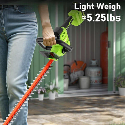 20V Max Hedge Trimmer Cordless, 22 Inch Tree Trimmer with 2 Batteries and Charger, Handheld Electric Trimmers, Grass Shrub Pruning Cutter, Lightweight & Compact Hedge Shear for Garden, Lawn