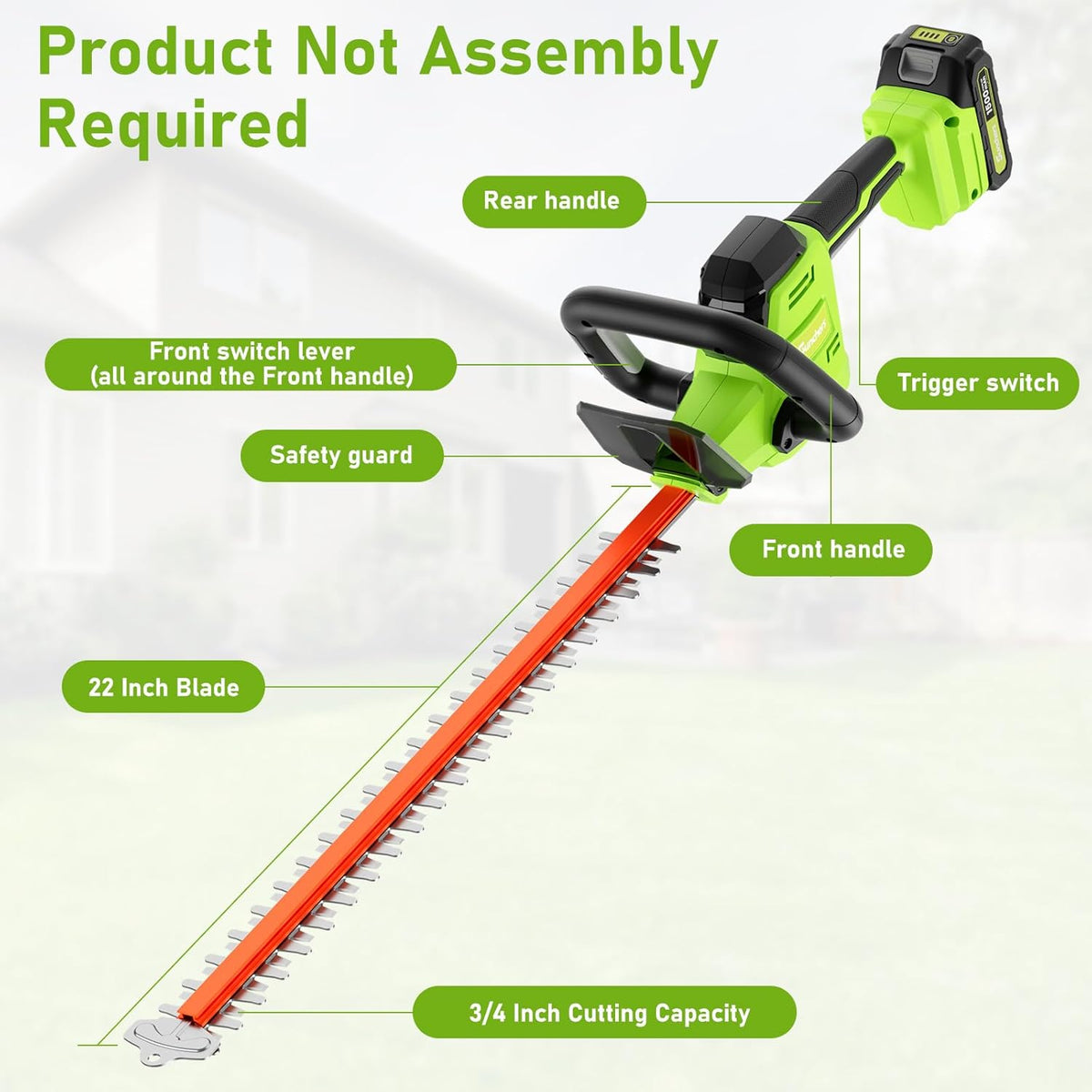 20V Max Hedge Trimmer Cordless, 22 Inch Tree Trimmer with 2 Batteries and Charger, Handheld Electric Trimmers, Grass Shrub Pruning Cutter, Lightweight & Compact Hedge Shear for Garden, Lawn