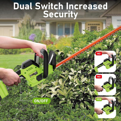 20V Max Hedge Trimmer Cordless, 22 Inch Tree Trimmer with 2 Batteries and Charger, Handheld Electric Trimmers, Grass Shrub Pruning Cutter, Lightweight & Compact Hedge Shear for Garden, Lawn