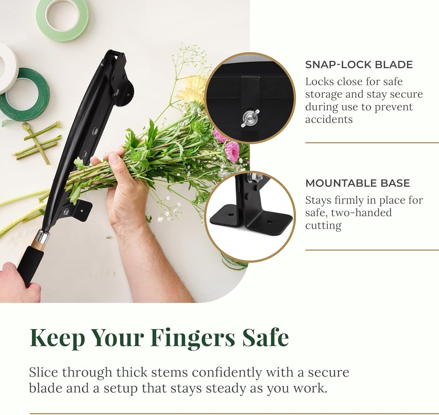 14-Inch Fresh Flower Stem Cutter — Professional Guillotine Cutter for Florists, Flower Farms & Wedding Designers — Mounts to Workbench, Cuts Roses, Lavender, Hydrangea & Woody Stems
