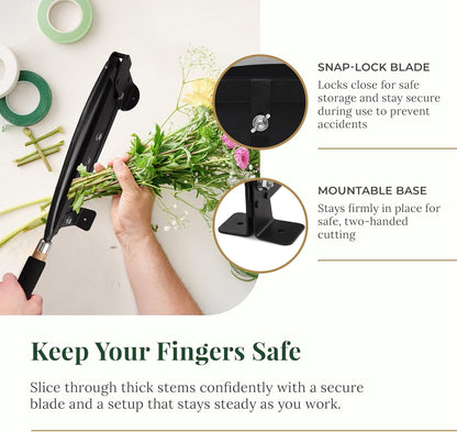 14-Inch Fresh Flower Stem Cutter — Professional Guillotine Cutter for Florists, Flower Farms & Wedding Designers — Mounts to Workbench, Cuts Roses, Lavender, Hydrangea & Woody Stems