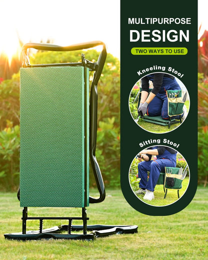 Upgraded Garden Kneeler and Seat with Thicken & Widen Soft Kneeling Pad,Heavy Duty Foldable Gardener Stool with 2 Tool Pouches,Gardening Gifts for Women Mom Men Seniors¡­…