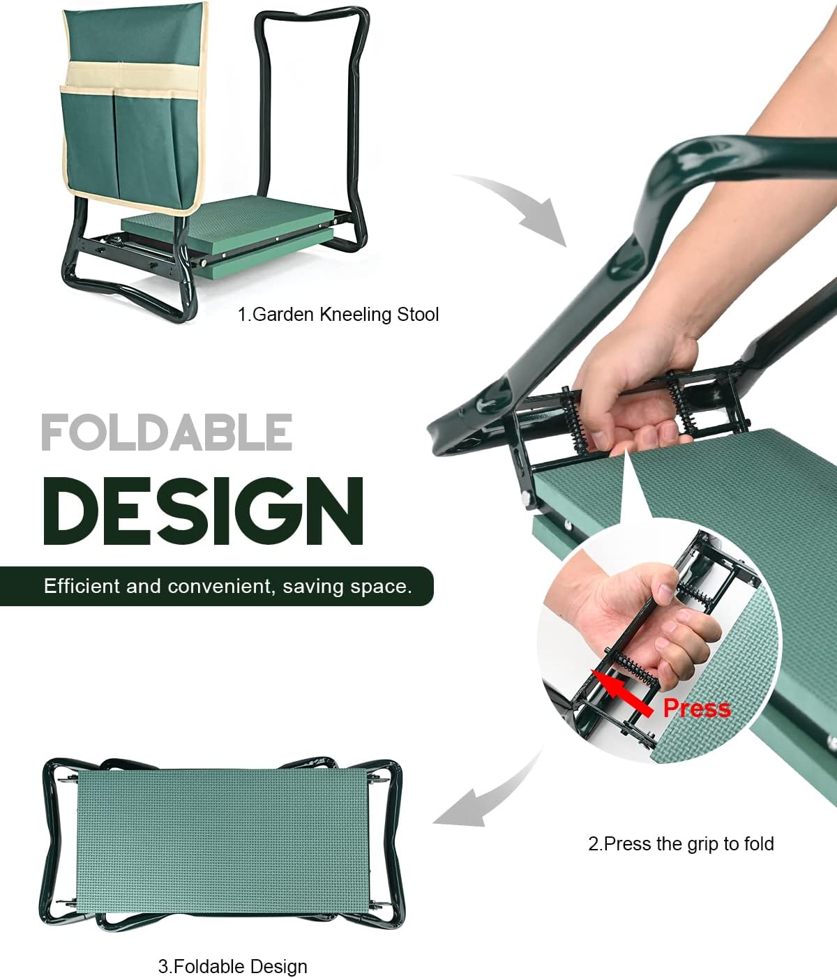 Upgraded Garden Kneeler and Seat with Thicken & Widen Soft Kneeling Pad,Heavy Duty Foldable Gardener Stool with 2 Tool Pouches,Gardening Gifts for Women Mom Men Seniors¡­…
