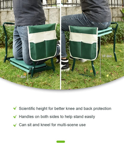 Upgraded Garden Kneeler and Seat with Thicken & Widen Soft Kneeling Pad,Heavy Duty Foldable Gardener Stool with 2 Tool Pouches,Gardening Gifts for Women Mom Men Seniors¡­…