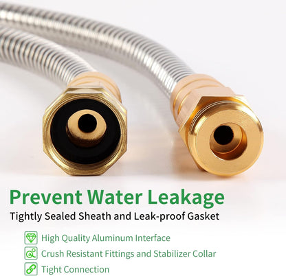 304 Stainless Steel Garden Hose, 100 ft Metal Garden Hose with 3/4" Connector Fittings and Sprayer, Heavy Duty Kink Free Flexible Outdoor Water Hose, Blue