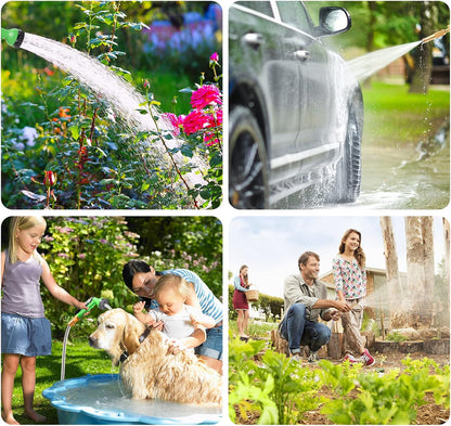 304 Stainless Steel Garden Hose, 100 ft Metal Garden Hose with 3/4" Connector Fittings and Sprayer, Heavy Duty Kink Free Flexible Outdoor Water Hose, Blue