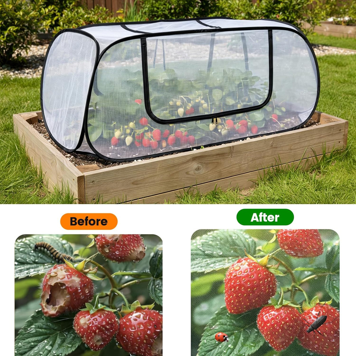 Garden Netting Raised Beds Cover Pop Up Garden Plant Cover with Storage Bag