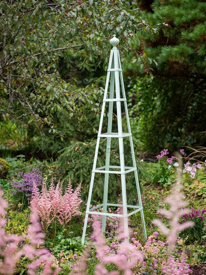 Oxford Pyramid Trellis | Decorative Outdoor Garden Statement Obelisk Plant Support for Flowering Vines | 6 Feet Tall All-Season Use Ground Stakes Included