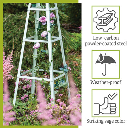 Oxford Pyramid Trellis | Decorative Outdoor Garden Statement Obelisk Plant Support for Flowering Vines | 6 Feet Tall All-Season Use Ground Stakes Included
