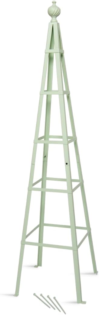 Oxford Pyramid Trellis | Decorative Outdoor Garden Statement Obelisk Plant Support for Flowering Vines | 6 Feet Tall All-Season Use Ground Stakes Included