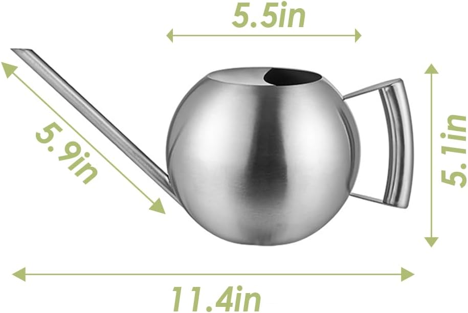 Watering Can with Long Spout and Comfortable Handle, 35 oz/1000ml Small Watering Can for Indoor Plants, Stainless Steel Garden Watering Pot for Indoor House Plants Bonsai Flower Decorative