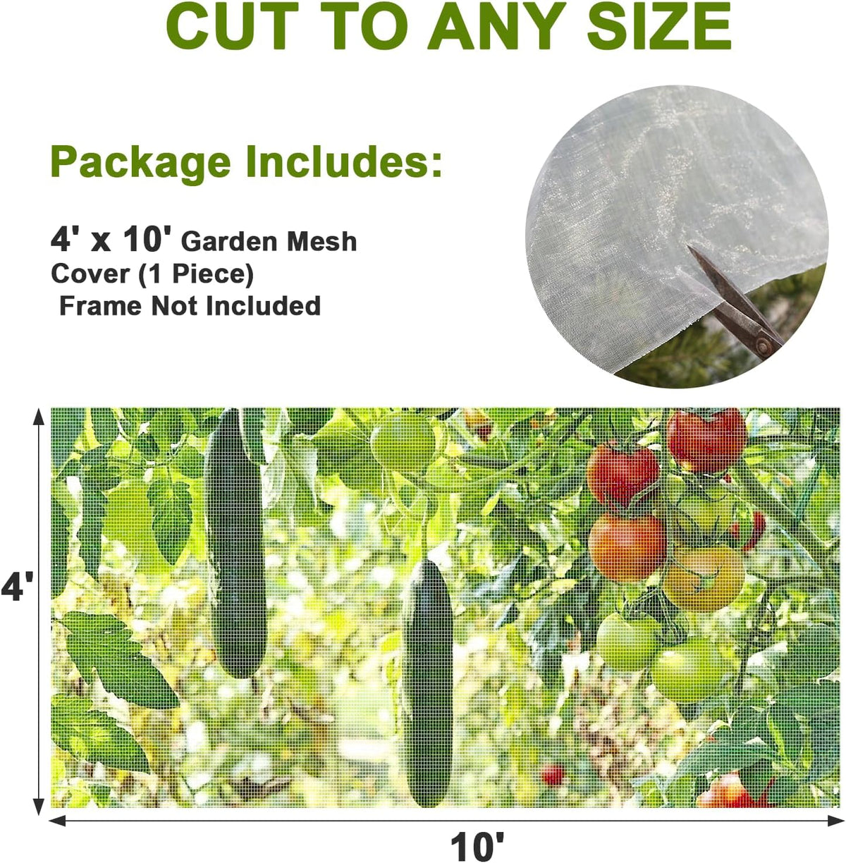 4×10 FT Garden Netting, Ultra Fine Mesh Pest Barrier, Plant Covers Row Cover for Vegetables Fruits Flowers, Greenhouse Raised Bed Screen Protect Plants from Birds Bugs