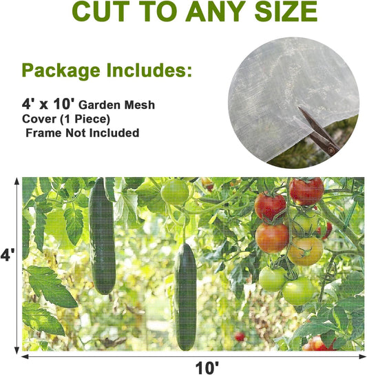 4×10 FT Garden Netting, Ultra Fine Mesh Pest Barrier, Plant Covers Row Cover for Vegetables Fruits Flowers, Greenhouse Raised Bed Screen Protect Plants from Birds Bugs
