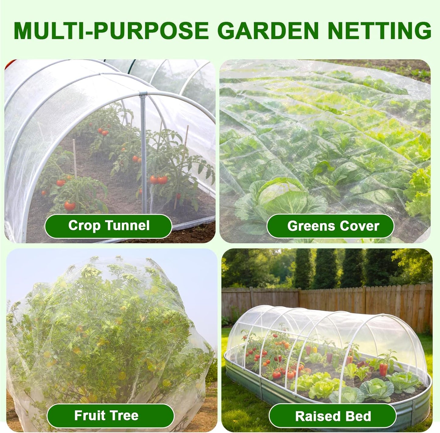 4×10 FT Garden Netting, Ultra Fine Mesh Pest Barrier, Plant Covers Row Cover for Vegetables Fruits Flowers, Greenhouse Raised Bed Screen Protect Plants from Birds Bugs