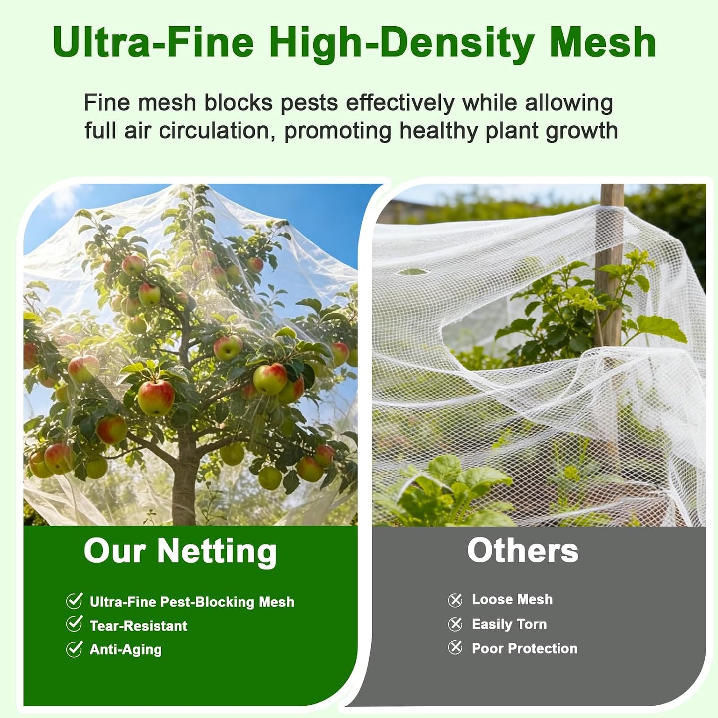 4×10 FT Garden Netting, Ultra Fine Mesh Pest Barrier, Plant Covers Row Cover for Vegetables Fruits Flowers, Greenhouse Raised Bed Screen Protect Plants from Birds Bugs