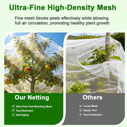 4×10 FT Garden Netting, Ultra Fine Mesh Pest Barrier, Plant Covers Row Cover for Vegetables Fruits Flowers, Greenhouse Raised Bed Screen Protect Plants from Birds Bugs
