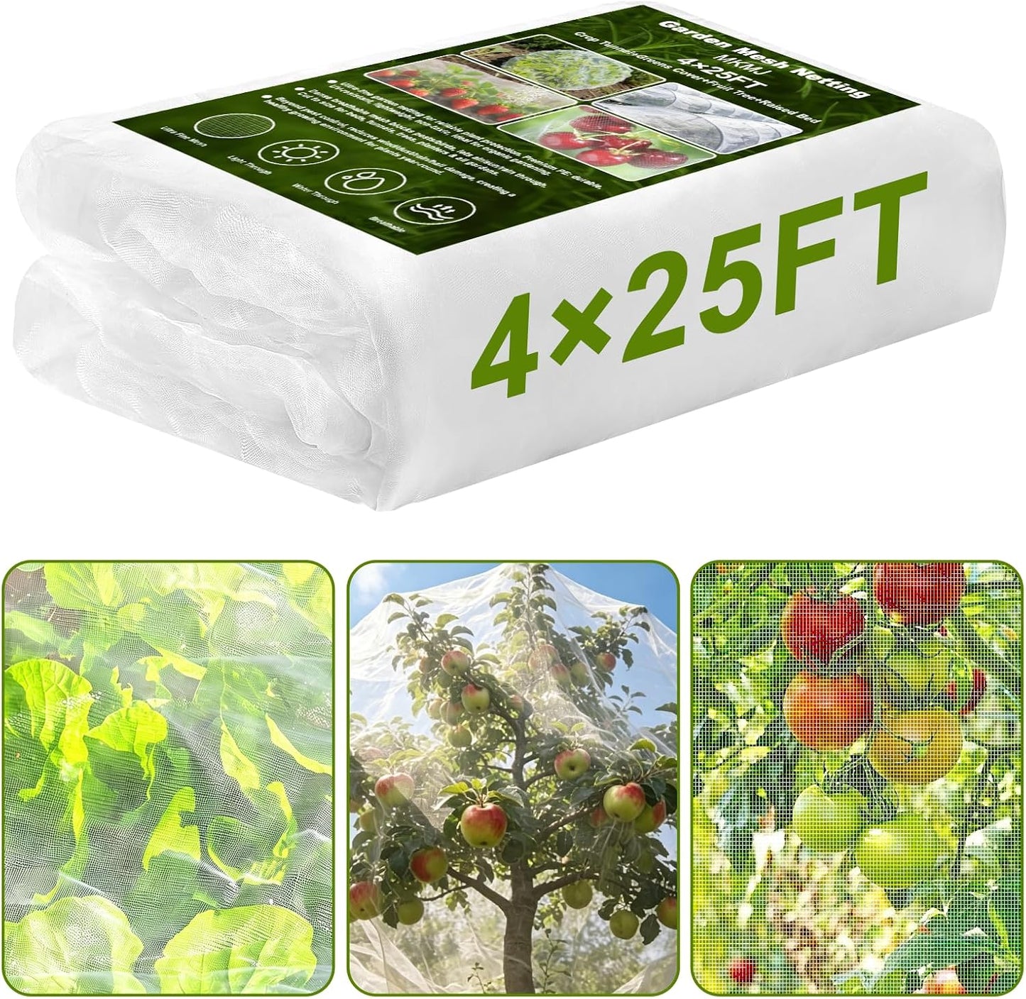 4×10 FT Garden Netting, Ultra Fine Mesh Pest Barrier, Plant Covers Row Cover for Vegetables Fruits Flowers, Greenhouse Raised Bed Screen Protect Plants from Birds Bugs