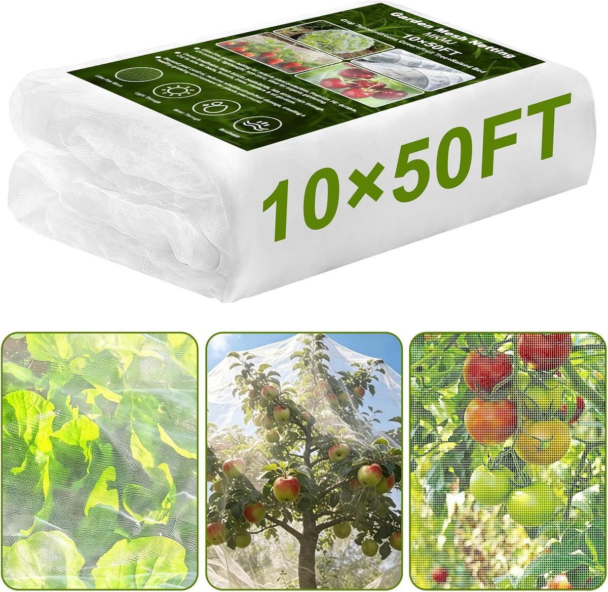 4×10 FT Garden Netting, Ultra Fine Mesh Pest Barrier, Plant Covers Row Cover for Vegetables Fruits Flowers, Greenhouse Raised Bed Screen Protect Plants from Birds Bugs