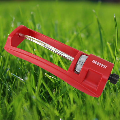4990 Oscillating Lawn Sprinkler with 17 Brass Nozzles, Red