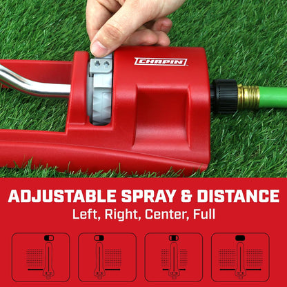 4990 Oscillating Lawn Sprinkler with 17 Brass Nozzles, Red