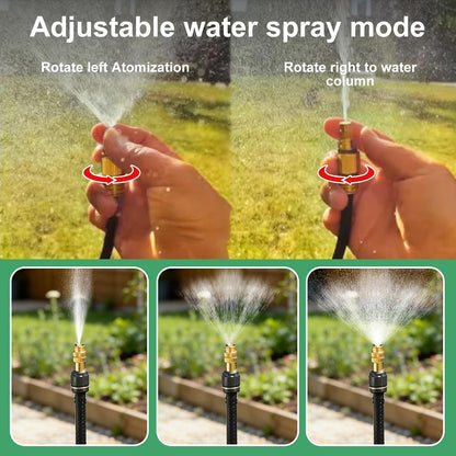 360° Adjustable Drip Irrigation System-50FT Garden Watering System with 16 Brass Nozzles,Irrigation System for Garden/Yard/Lawn,Greenhouse Accessories, 5/16" Tubing Garden Irrigation System
