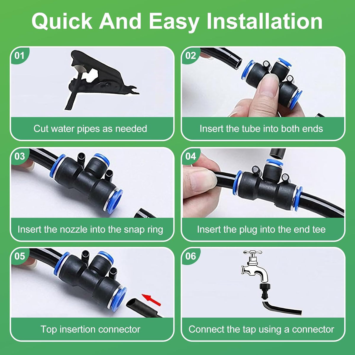 360° Adjustable Drip Irrigation System-50FT Garden Watering System with 16 Brass Nozzles,Irrigation System for Garden/Yard/Lawn,Greenhouse Accessories, 5/16" Tubing Garden Irrigation System