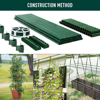 125pcs Garden Stakes Kit: Includes 40 Sets of Fiberglass Plant Sticks Supports & Accessories for DIY 4ft, 5ft, 6ft, 7ft Stakes for Tomato, Vegetables, Indoor & Outdoor Gardening Supplies