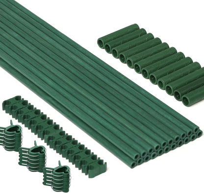 125pcs Garden Stakes Kit: Includes 40 Sets of Fiberglass Plant Sticks Supports & Accessories for DIY 4ft, 5ft, 6ft, 7ft Stakes for Tomato, Vegetables, Indoor & Outdoor Gardening Supplies