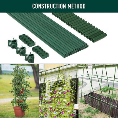 125pcs Garden Stakes Kit: Includes 40 Sets of Fiberglass Plant Sticks Supports & Accessories for DIY 4ft, 5ft, 6ft, 7ft Stakes for Tomato, Vegetables, Indoor & Outdoor Gardening Supplies