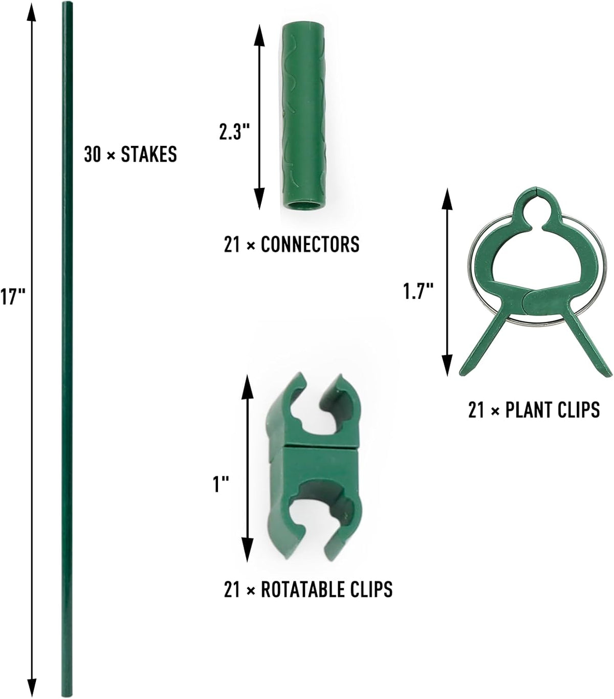 125pcs Garden Stakes Kit: Includes 40 Sets of Fiberglass Plant Sticks Supports & Accessories for DIY 4ft, 5ft, 6ft, 7ft Stakes for Tomato, Vegetables, Indoor & Outdoor Gardening Supplies