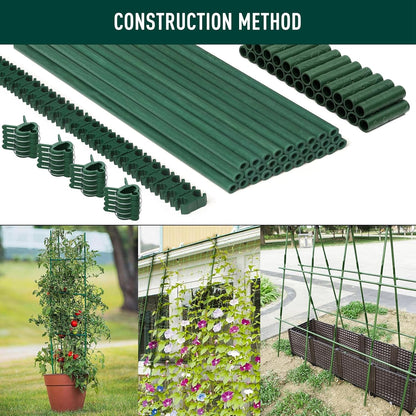 125pcs Garden Stakes Kit: Includes 40 Sets of Fiberglass Plant Sticks Supports & Accessories for DIY 4ft, 5ft, 6ft, 7ft Stakes for Tomato, Vegetables, Indoor & Outdoor Gardening Supplies