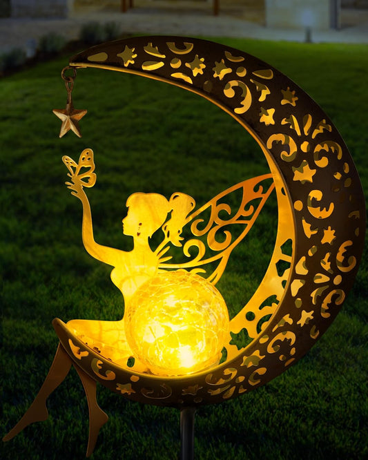 Solar Fairy Moon Garden Stake Light, Outdoor Yard Patio Decor Gift