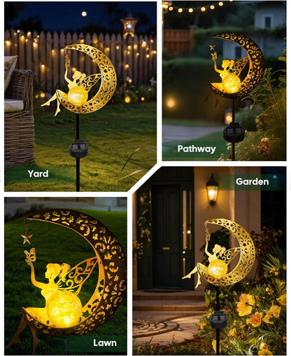 Solar Fairy Moon Garden Stake Light, Outdoor Yard Patio Decor Gift