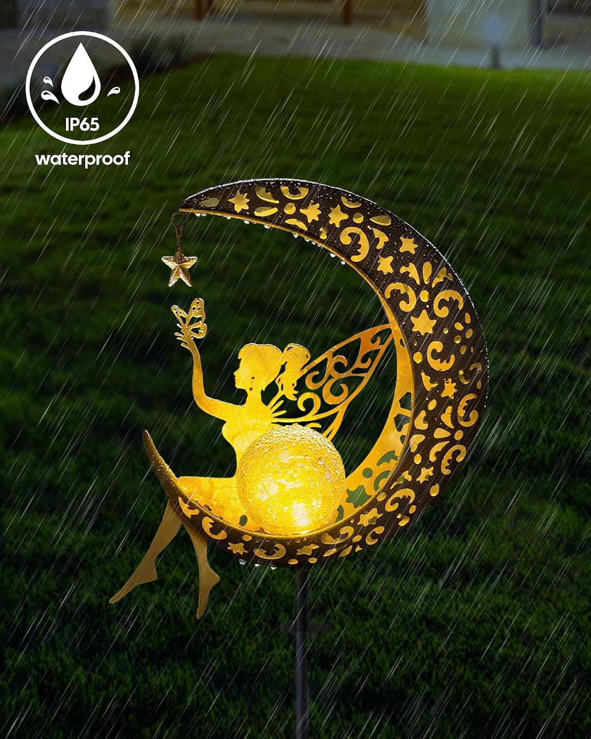 Solar Fairy Moon Garden Stake Light, Outdoor Yard Patio Decor Gift