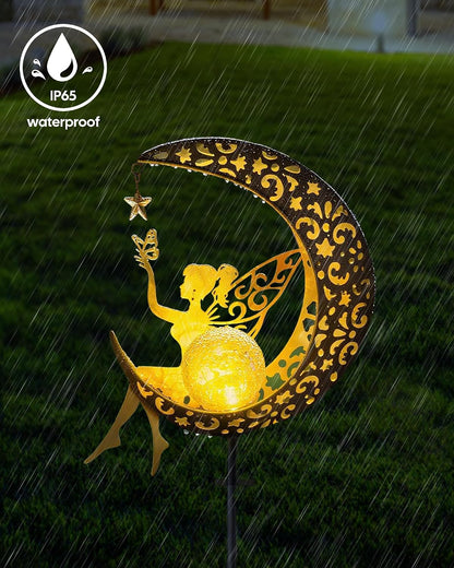 Solar Fairy Moon Garden Stake Light, Outdoor Yard Patio Decor Gift