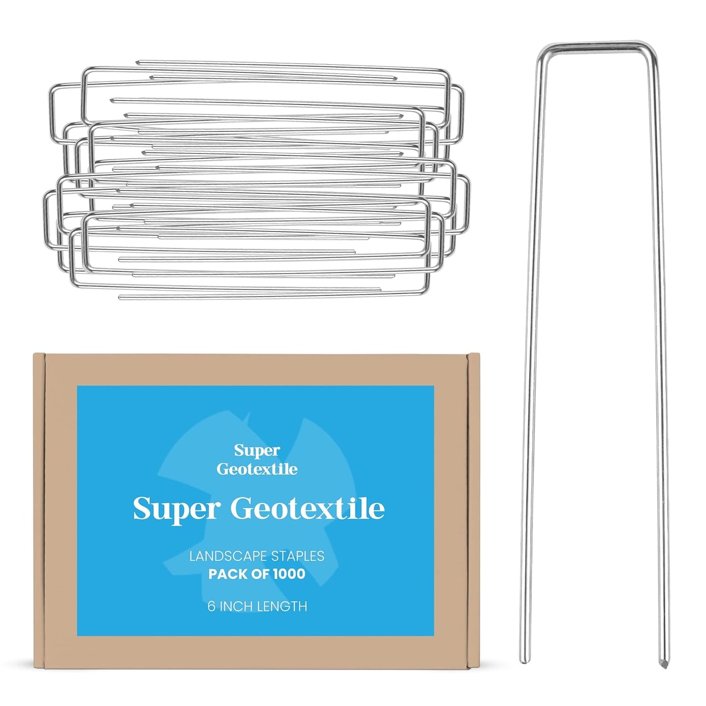 Landscape Staples - Heavy Duty 11 Gauge Galvanized U-Shaped Sod Pins for Weed Barrier and Landscaping Fabric Stakes - 1" x 6" (100 pcs)