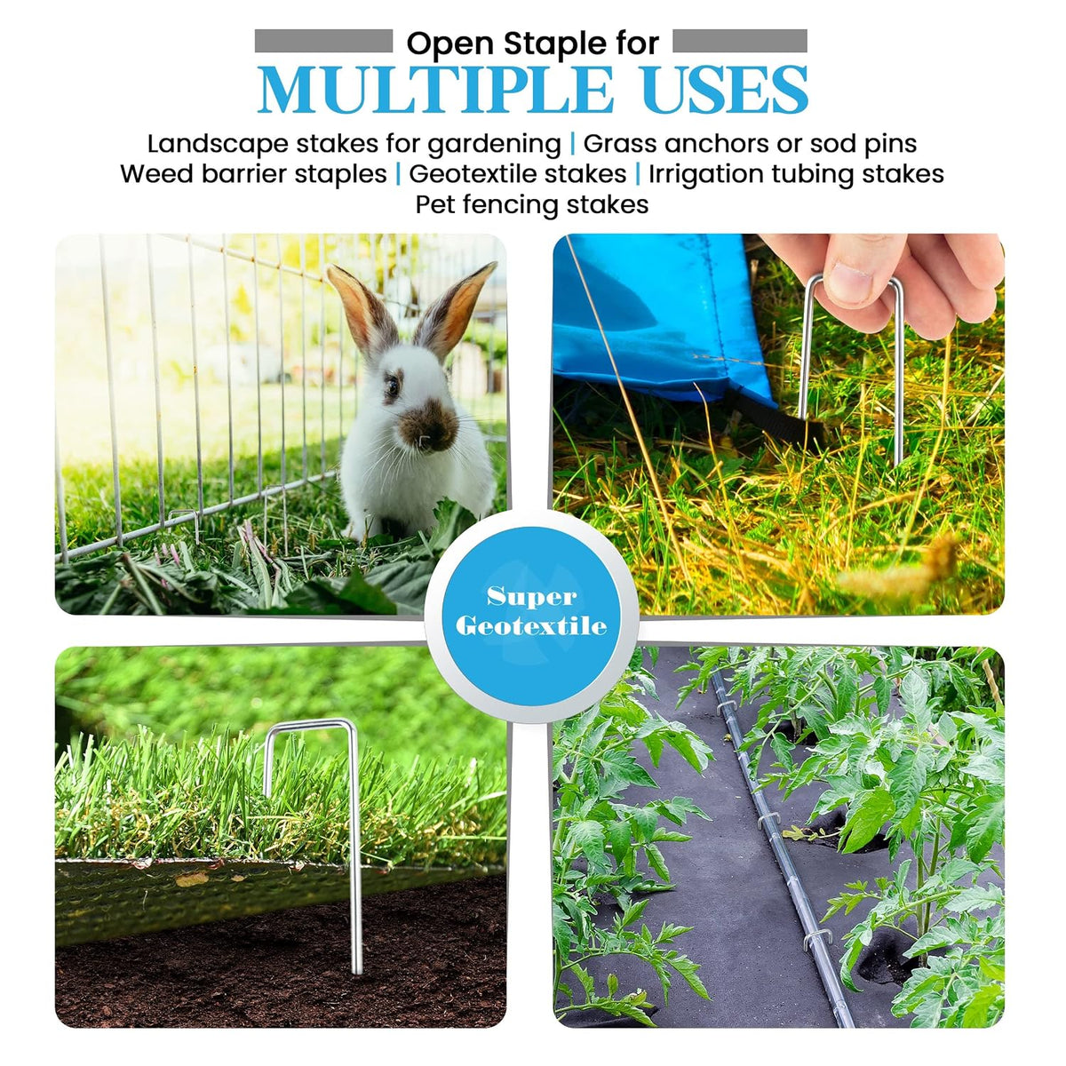 Landscape Staples - Heavy Duty 11 Gauge Galvanized U-Shaped Sod Pins for Weed Barrier and Landscaping Fabric Stakes - 1" x 6" (100 pcs)