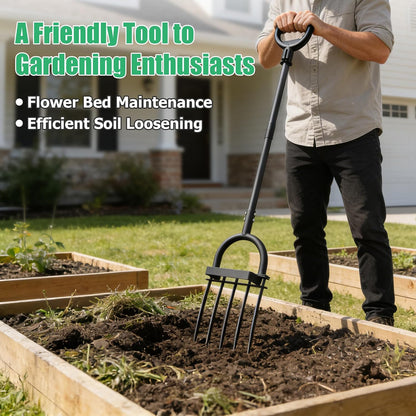 Pitch Fork, 69" Heavy Duty Metal Garden Fork for Loosening Soil Broadfork with Ergonomic D-Grip Handle, 5-Tine Digging Fork Hay Fork for Compost,Mulching,Manure.