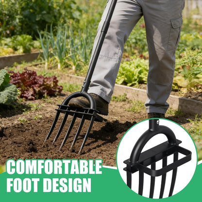 Pitch Fork, 69" Heavy Duty Metal Garden Fork for Loosening Soil Broadfork with Ergonomic D-Grip Handle, 5-Tine Digging Fork Hay Fork for Compost,Mulching,Manure.