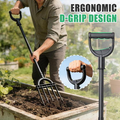 Pitch Fork, 69" Heavy Duty Metal Garden Fork for Loosening Soil Broadfork with Ergonomic D-Grip Handle, 5-Tine Digging Fork Hay Fork for Compost,Mulching,Manure.