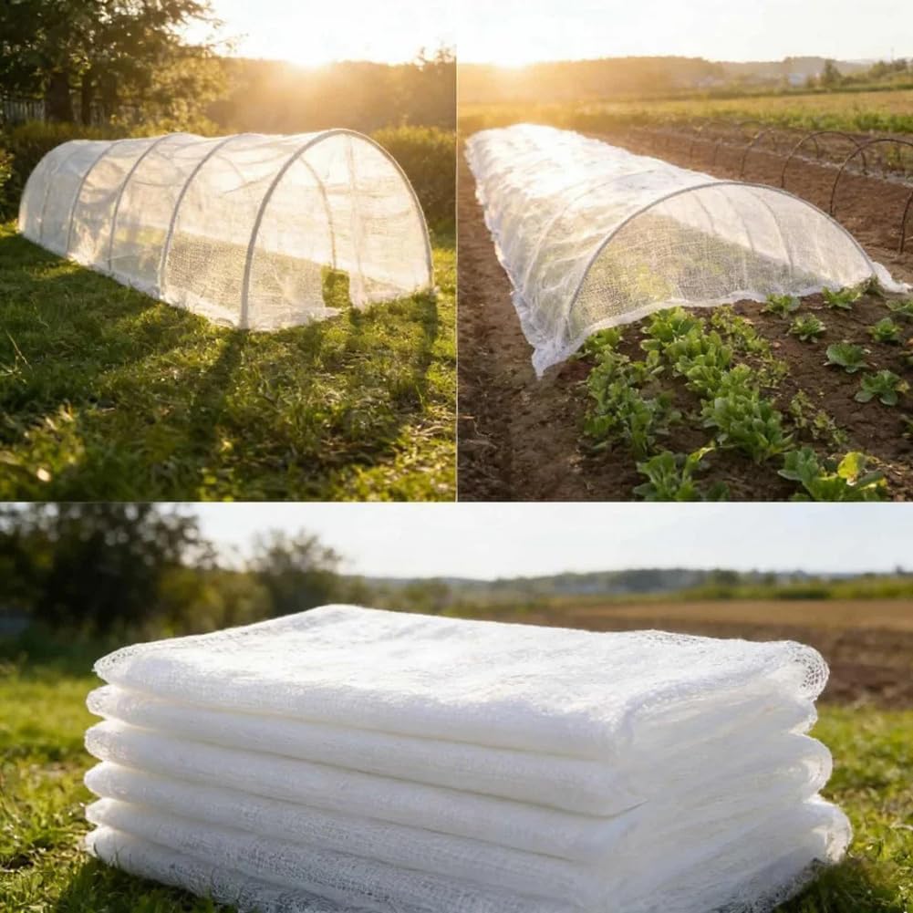 40g Non-Woven Plant Sun Protection Cloth, 5.2x32.8Ft Reusable Garden Frost Blanket Floating Row Cover for Greenhouse Vegetable Fruit Tree, White