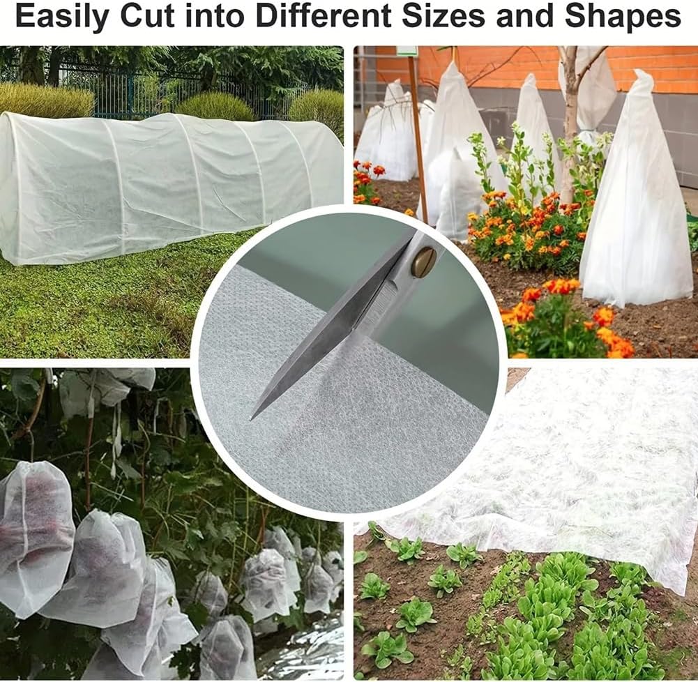 40g Non-Woven Plant Sun Protection Cloth, 5.2x32.8Ft Reusable Garden Frost Blanket Floating Row Cover for Greenhouse Vegetable Fruit Tree, White