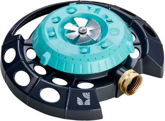 Multi-Pattern Spot Sprinkler 400001 - Adjustable 9 Spray Patterns, Heavy-Duty Metal Base, Decorative Turret Design, Versatile Lawn & Garden Watering, Durable Build