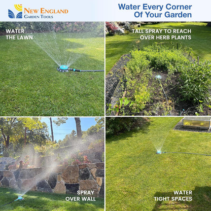 Multi-Pattern Spot Sprinkler 400001 - Adjustable 9 Spray Patterns, Heavy-Duty Metal Base, Decorative Turret Design, Versatile Lawn & Garden Watering, Durable Build
