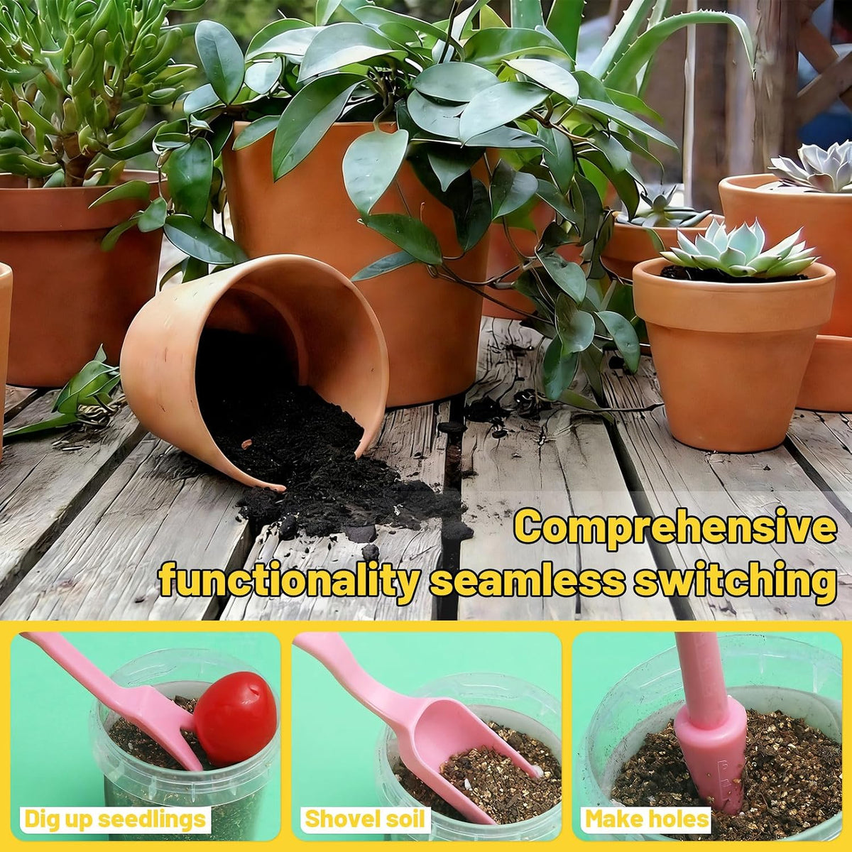 25 Pcs Bonsai Soil Scoop Set, Small Mini Gardening Tools, Garden Hand Tools Kit for Indoor Plant Care, Succulent Planting Tools for Planting, Transplanting Digging (Colorful)