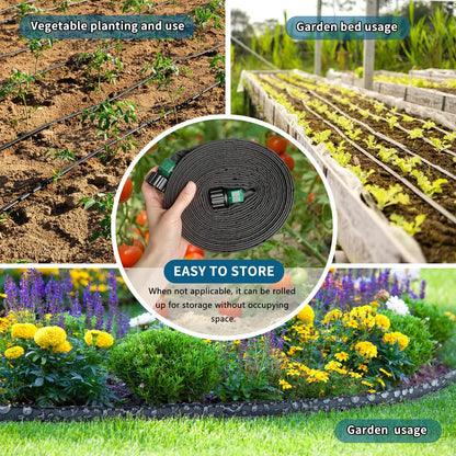 4-Pack Flat Soaker Hose 25FT for Garden Beds Linkable