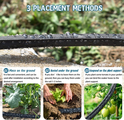 4-Pack Flat Soaker Hose 25FT for Garden Beds Linkable