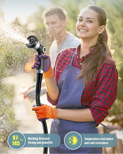 Non-Expandable Leader Hose 5ft x 5/8", Short Garden Hose, Rubber Water Hose, Heavy Duty, No Kink, Flexible Garden Hose with Swivel Handle, Female to Female Fittings, Burst 600 PSI, Without Nozzle