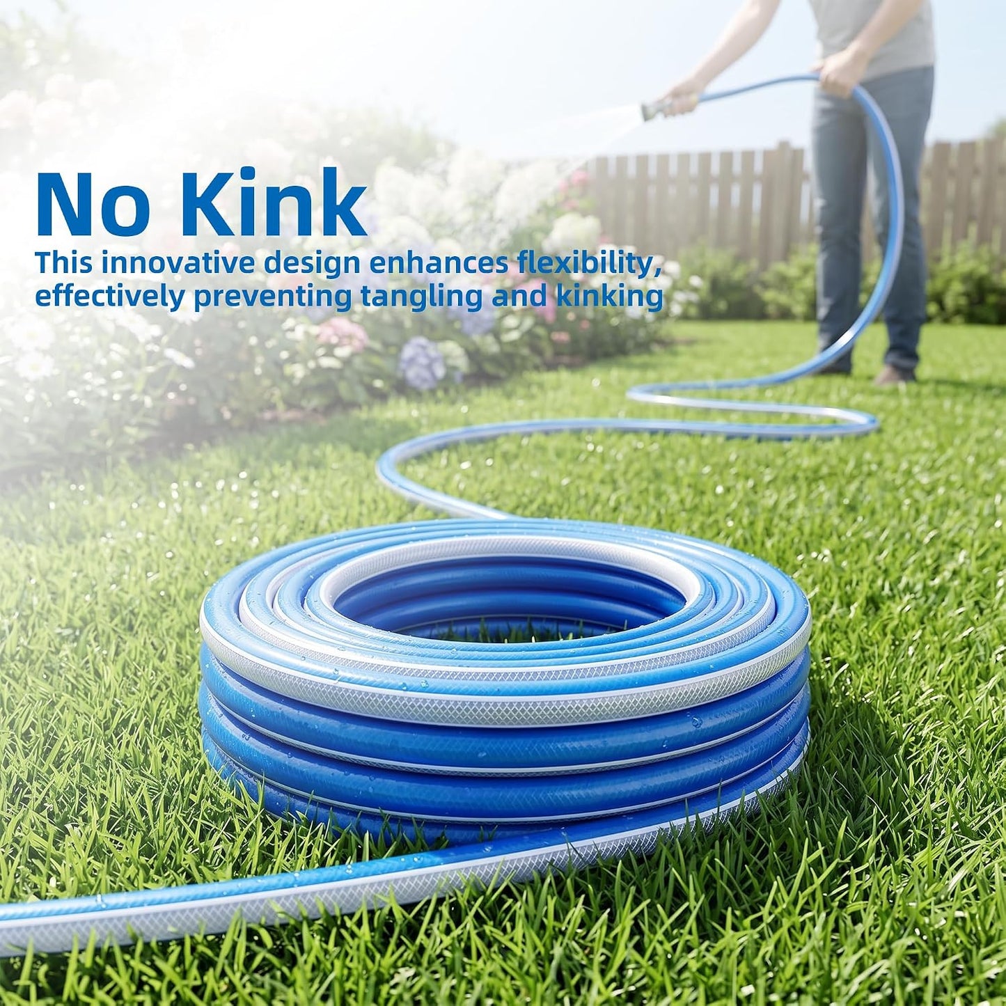 Short Leader Garden Hose 3/4 in. x 10 ft. -Heavy Duty Durable Flexible Lightweight PVC Water Pipe for Lawn Care, Reel Cart & Equipment Connection -Kink Free, No Leaking, Female to Female Fittings