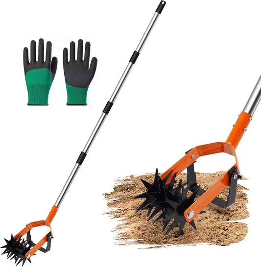 Garden Weasel Rotary Cultivator 72" Hand Tiller, 2-in-1 Adjustable for Soil & Weeds